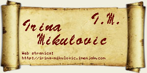 Irina Mikulović vizit kartica